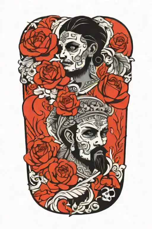 A Tattoo Design Featuring A Ukrainian Etno Pattern Combined With Elements Of North Mythology