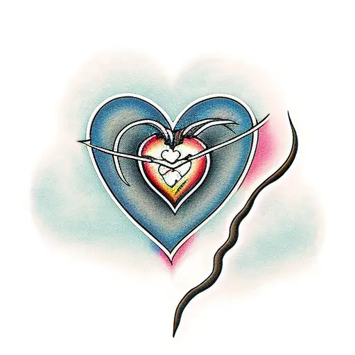 Heart On Fire With Barbed Wire