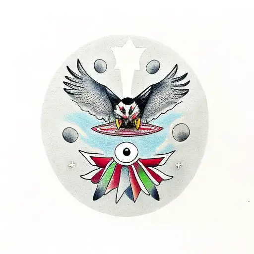 A Black And White Crow With A Red Eye