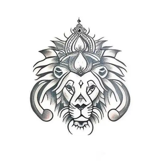 Lion With Lord Ganesha