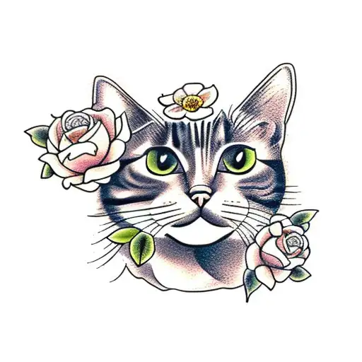 Cat With Flower