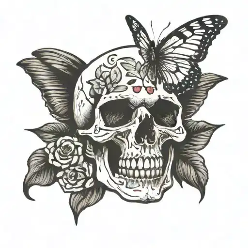 Skull With Butterfly On Face
