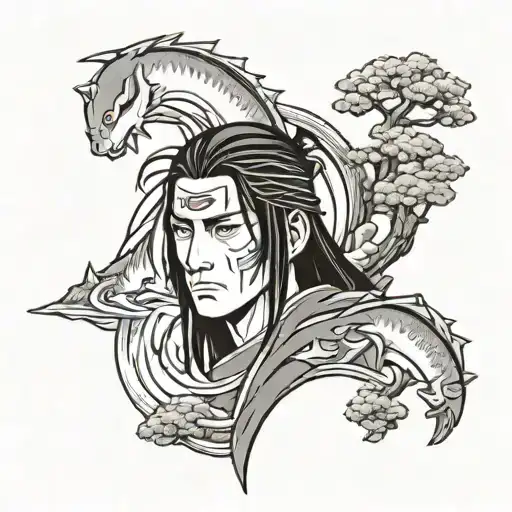 Design A Traditional Japanese Sleeve Tattoo Featuring Uchiha Itachi As The Central Figure