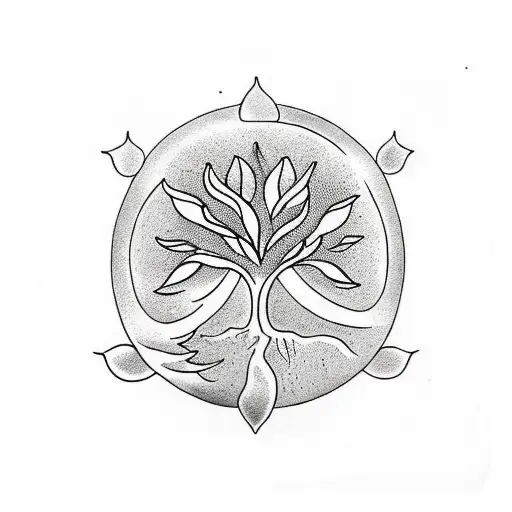 Half Sleeve Tree Of Life In Middle With Lotus Flowers And Other Flowers