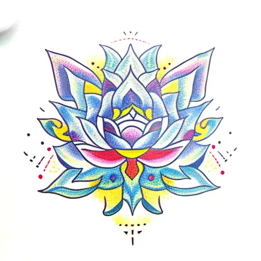 Sak Yant With A Lotus Flower Inside On The Left Front Arm