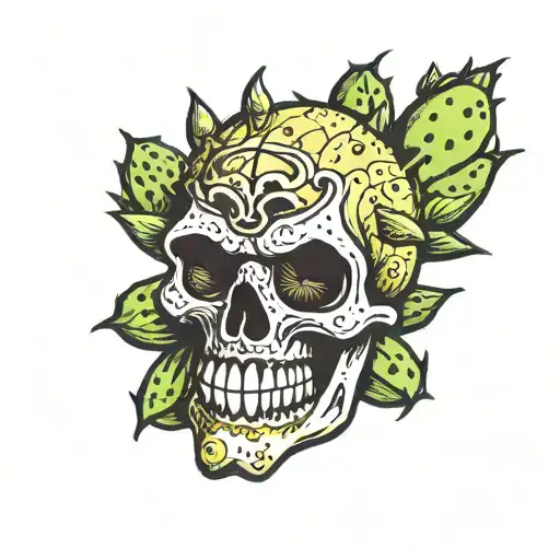 Cartoon Prickly Pear With Skull