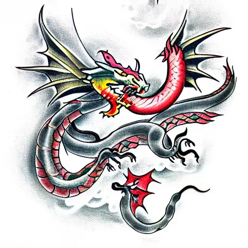 Dragon And Snake Colliding