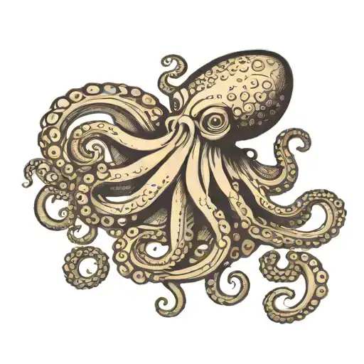 Octopus With Tenticals Spelling Out B I