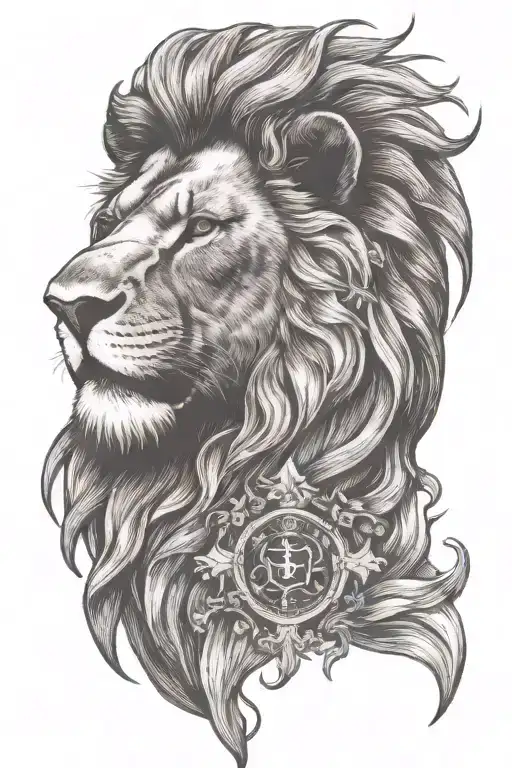 Lion Head With Christian Cross