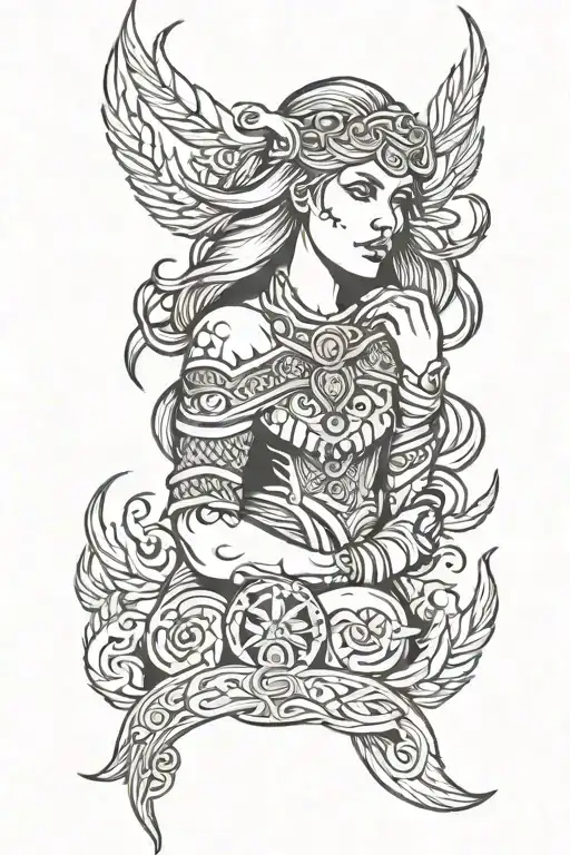 Viking Goddess Fire In Hands Wind In Hair