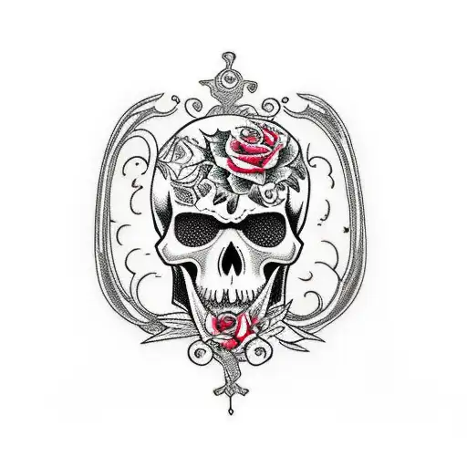 Anime Coffin Adorned With Intricate Floral Patterns And Skulls