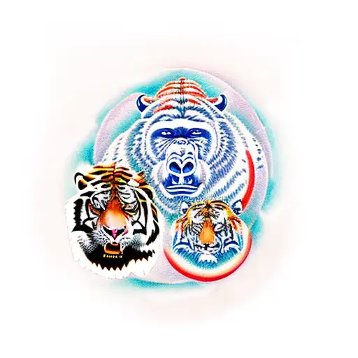 Ying And Yang Between Gorilla Meets Tiger