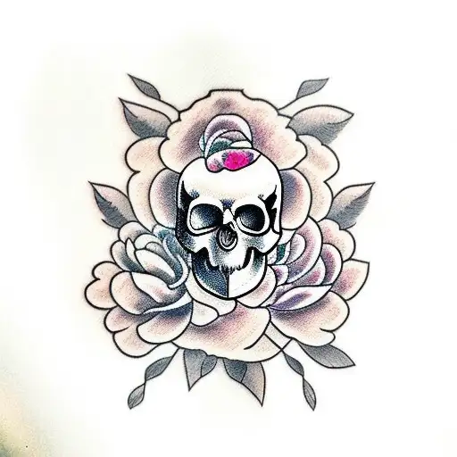 Animal Skull With Peonies