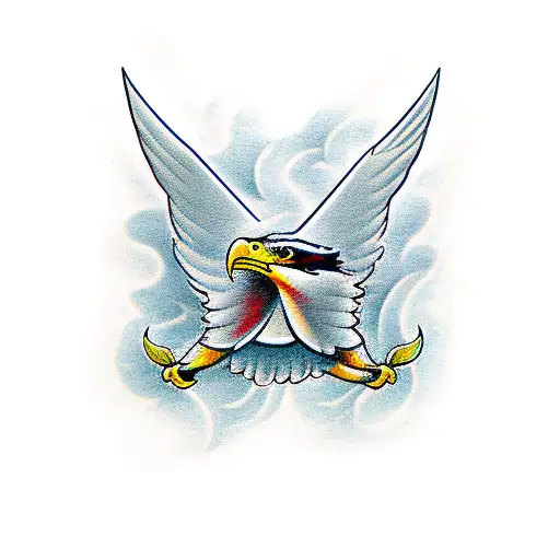 A Blad Eagle Gripping A Sword And Scales