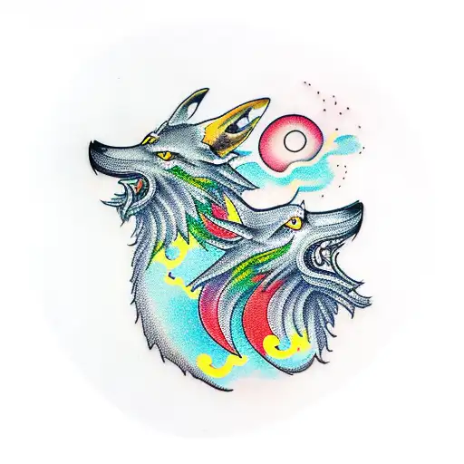 Two Wolves Yggdrasil Two Flying Ravens