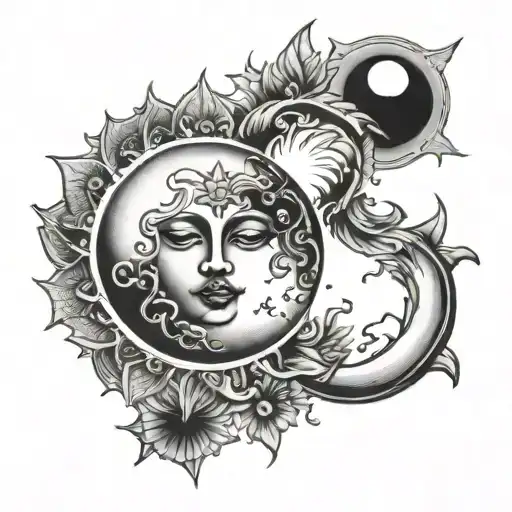 Moon And Sun Whit Crystal Ball