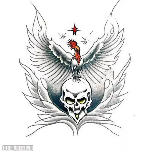 Phoenix Holding A Skull With Its Feet