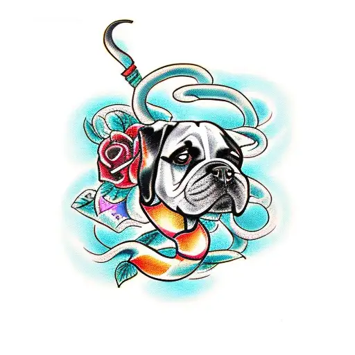 Dog With Snake And Rose