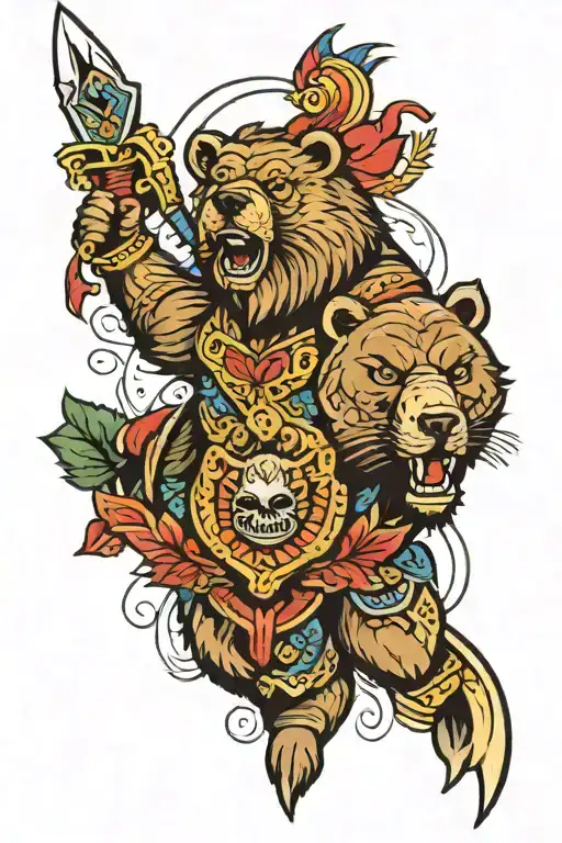 Russian Bear And Warrior