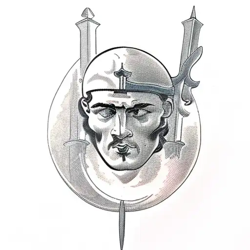 Roman Bust With Sword Through Head