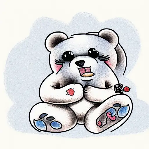 A Happy Cute Bear Looking At A Gian Blueberry And Wanting To Eat It