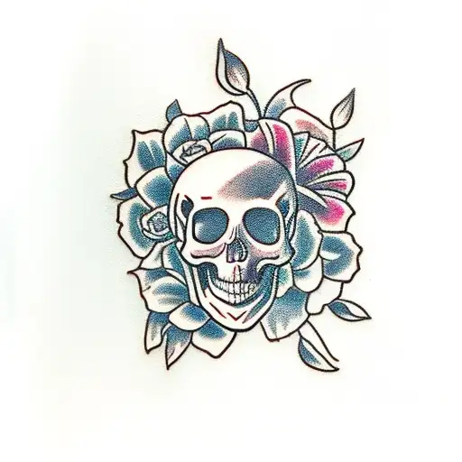 Flowers And Skull Back