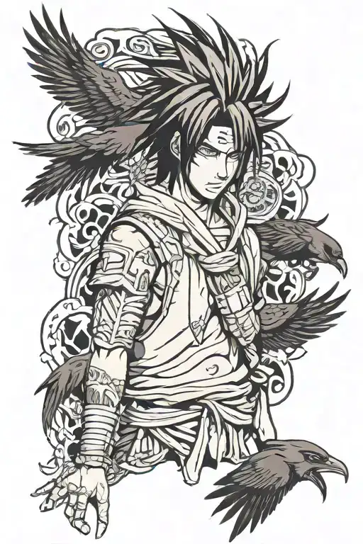 Sasuke From Naruto With Crows