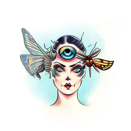 Woman With Moth In Her Eyes