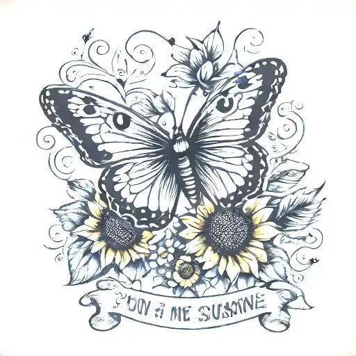 Sunflower Butterfly You Are My Sunshine