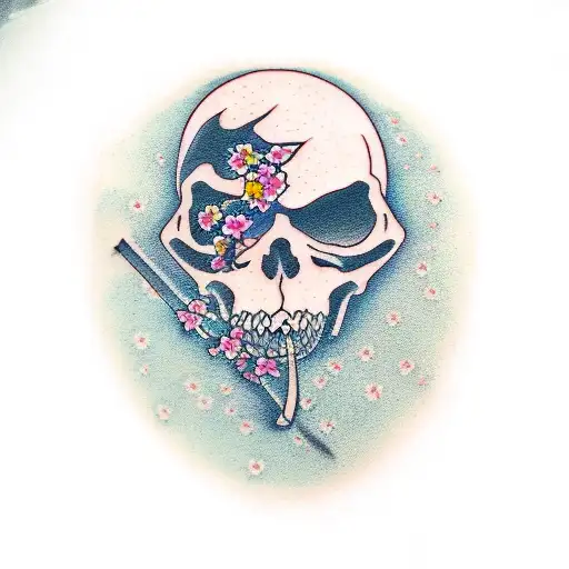 The Grim Reaper In A Rain Of Cherry Blossoms