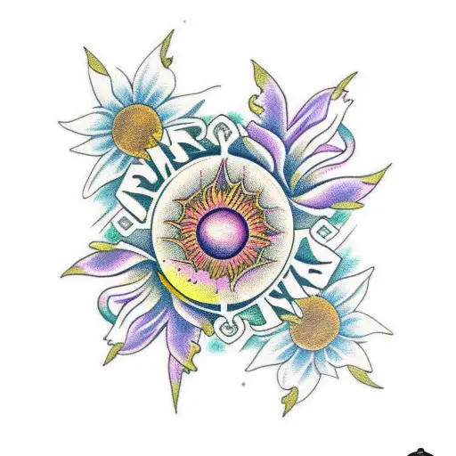 Butterfly Stars Moon Sun Flowers