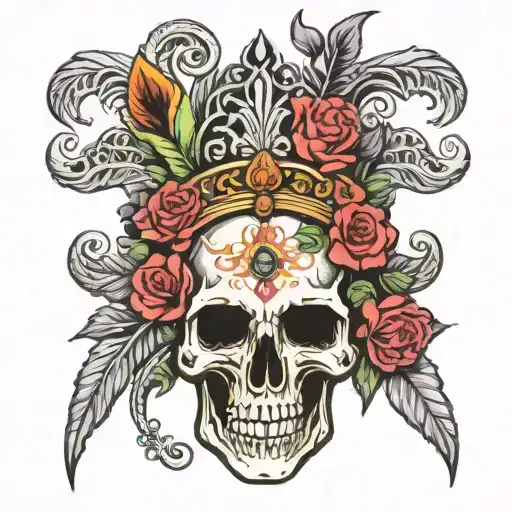 Lord Sri Ram Skull With Flowers