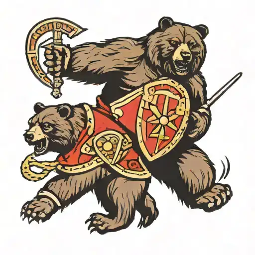 Russian Bear And Warrior