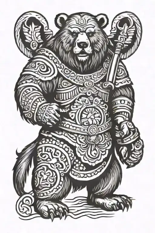 Russian Bear And Warrior