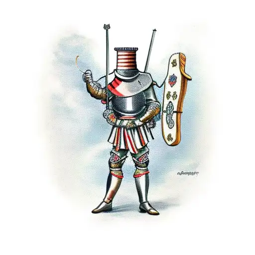 German Knight Holding A Pretzel