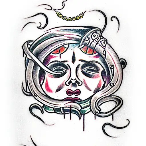 Attractive Medusa Crying Blood Tears