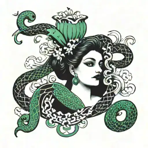 Black Vessel Of Hygeia With Green Snake Smoke