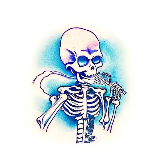A Skeleton Standing On A Hour Glass And Playing A Violin