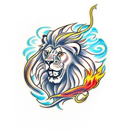 Lion With Fire Mane