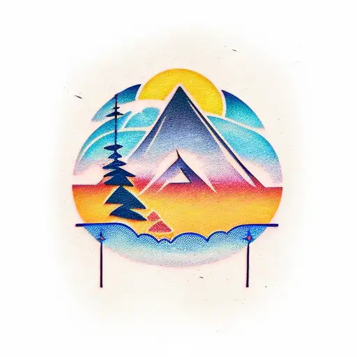 Mountain To Beach Gradient Skyline