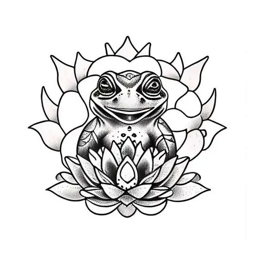 Bufo Alvarius With Lotus Flower