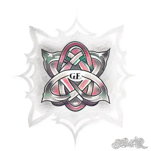 An Intricate Celtic Knot Design Incorporating The Words 'Never Give Up'