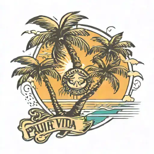 Palm Tree With Pura Vida Written