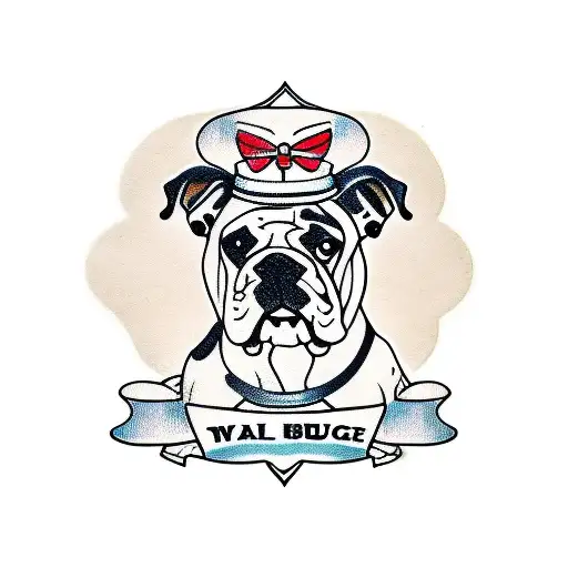 A Female Bulldog Wearing A Dress