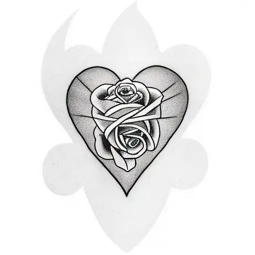 A Minimalist Tattoo Of A Heart-shaped Rose Surrounded By Barbwire