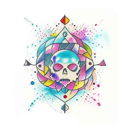 Handwritten Reborn With Colorful Watercolor Drops In The Background