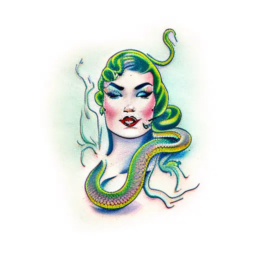 Woman With Green Snake