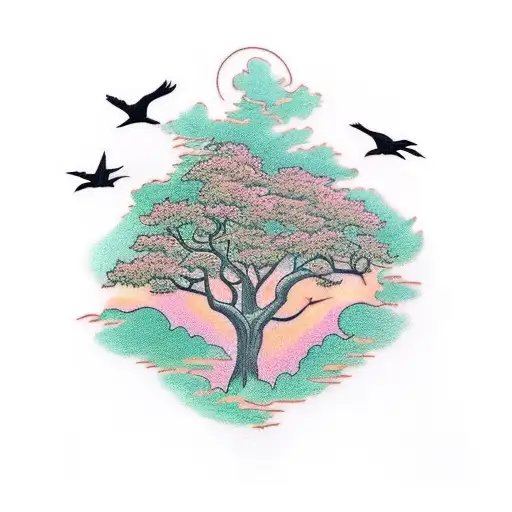 Tree With Ravens For Leaves