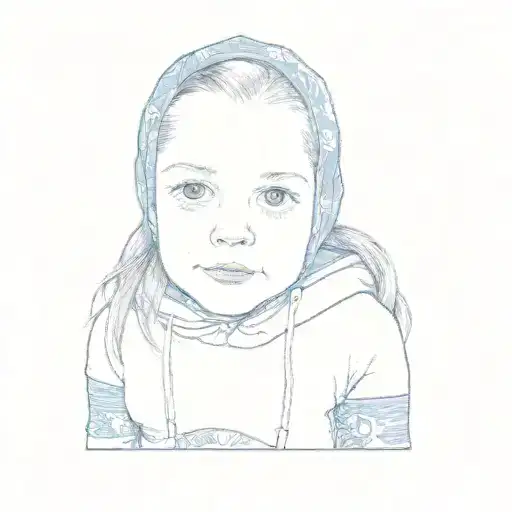 A Little Girl In A Blue Hoodie