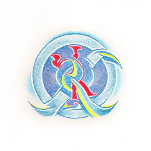 Rtr As A Logo With Blue Tip Flames And Shading And Broken Hearts And The Last R Is Backwards In Rtr